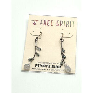 NWT Peyote Bird Blue‎ Beaded Drop Earrings Genuine Stone Sterling Silver